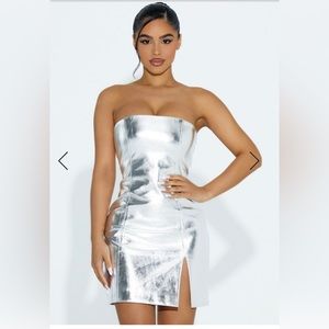 Naked Wardrobe high shine mini dress